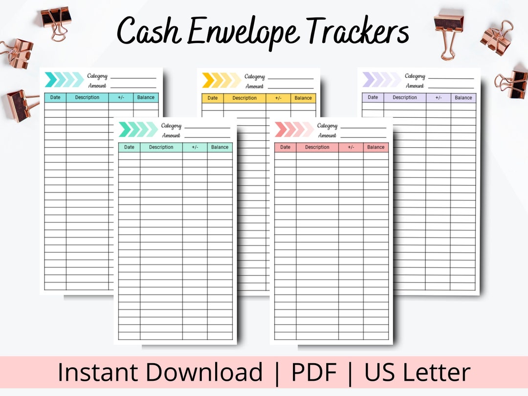 Cash Tracker for Envelopes - Money Tracker Printable - Printable Cash ...