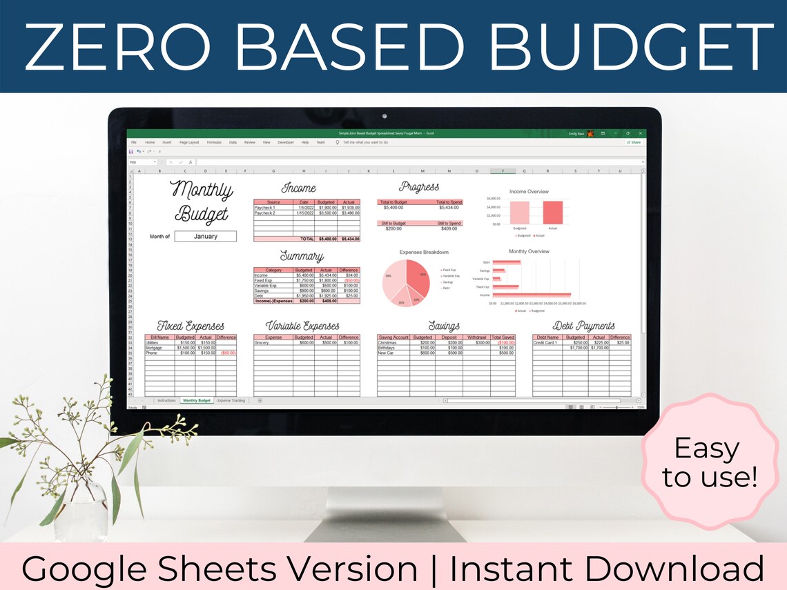 Zero Based Budget Google Sheets Google Sheets Monthly Budget Zero