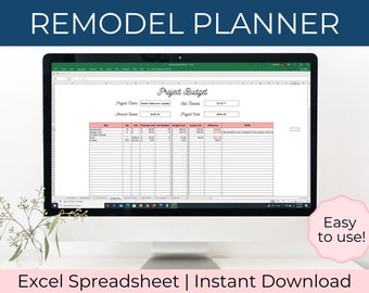 Home Remodel Planer - Remodel Budget Tabelle - Renovierung Budget Vorlage - DIY Home Renovation - Remodel Tabelle - Excel