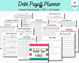 Debt Free Planner - Debt Payoff Printable - Debt Free Tracker -  Debt Snowball Worksheet - Debt Avalanche - Instant Download - PDF Printable