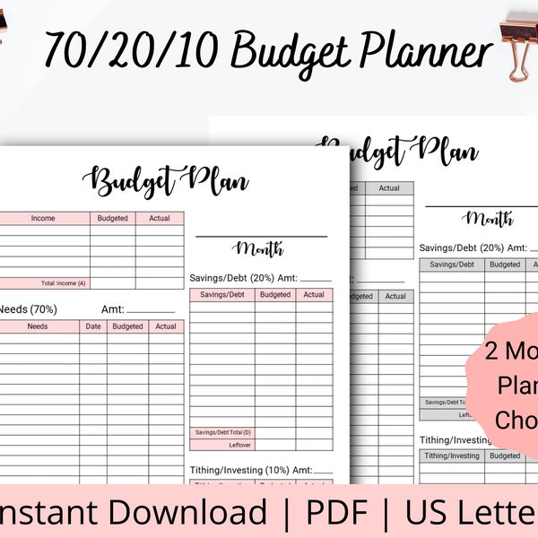 70 20 10 Budget Printable - 70 20 10 Budget Planner - Monthly Budget Tracker Sheets - 70 20 10 Budget Binder Printable - PDF Budget