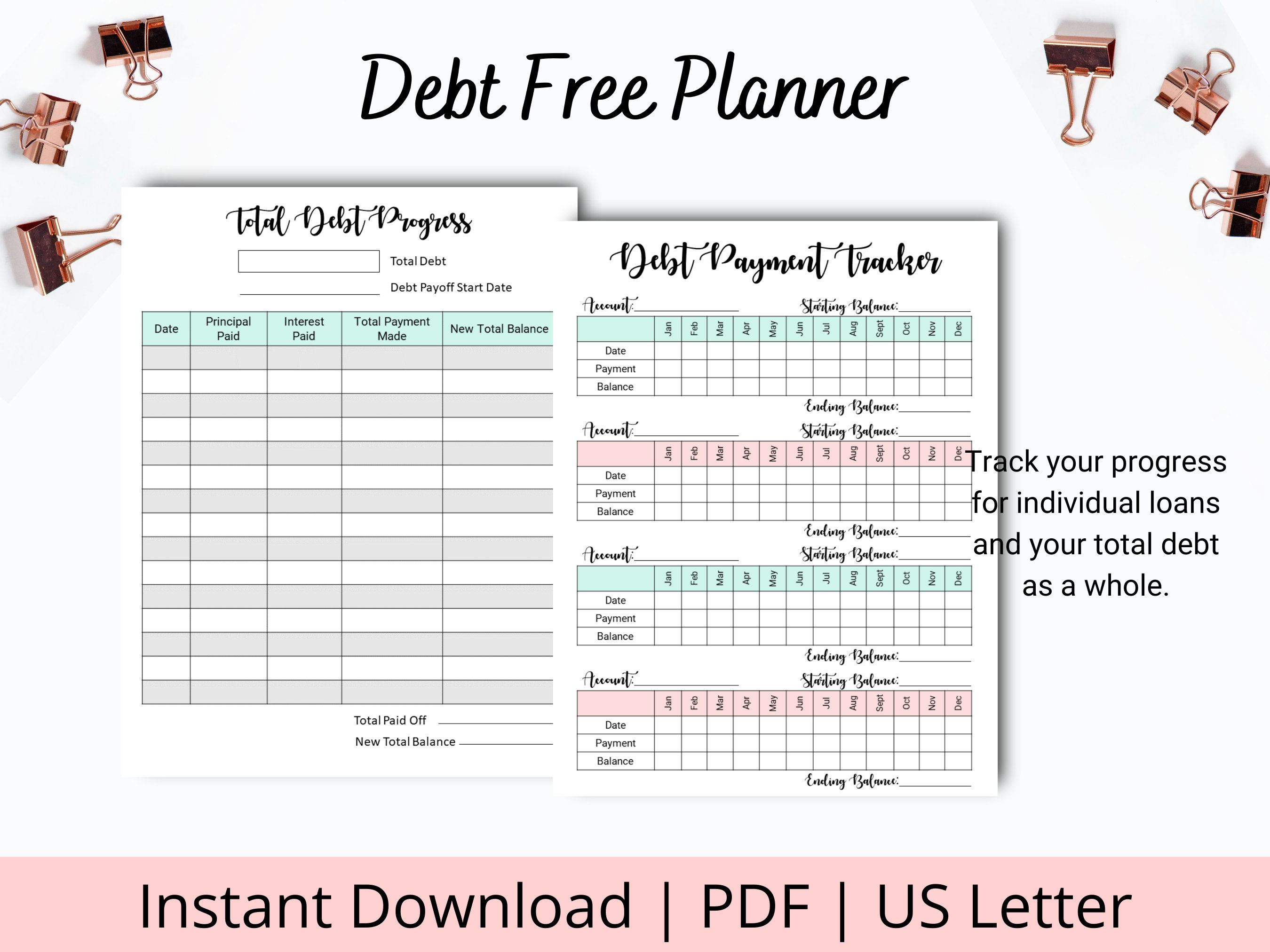 Debt Free Planner - Debt Payoff Printable - Debt Free Tracker - Debt ...