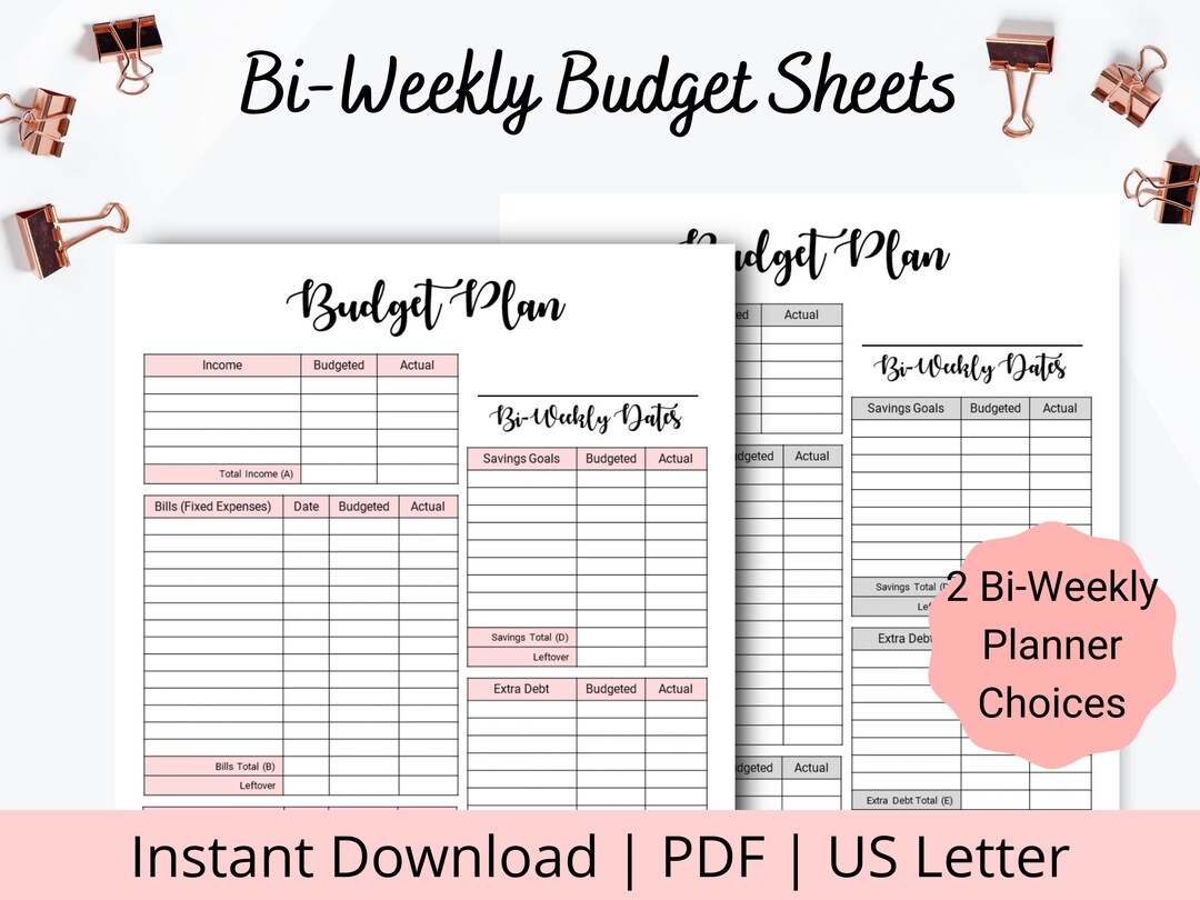 Biweekly Budget Planner, Biweekly Budget Template, Biweekly Paycheck ...