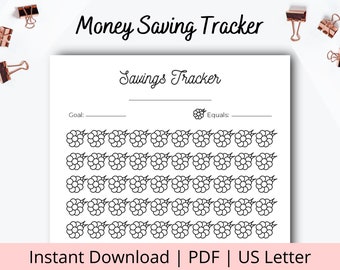 Flower savings Tracker - Cute Money savings Tracker Printable - Flower Savings Challenge - Saving Money Challenge - Easy Savings Tracker
