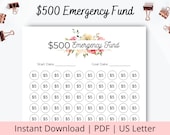 500 Emergency Fund Template - Starter Emergency Fund Template - Emergency Fund Challenge - 500 Emergency Fund Printable - Money Goal Tracker