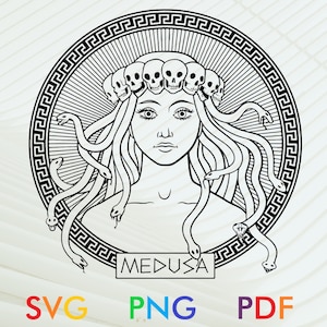 Medusa svg, Medusa png, Medusa svg file, Mythology svg, Greek mythology svg, Greek mythology art