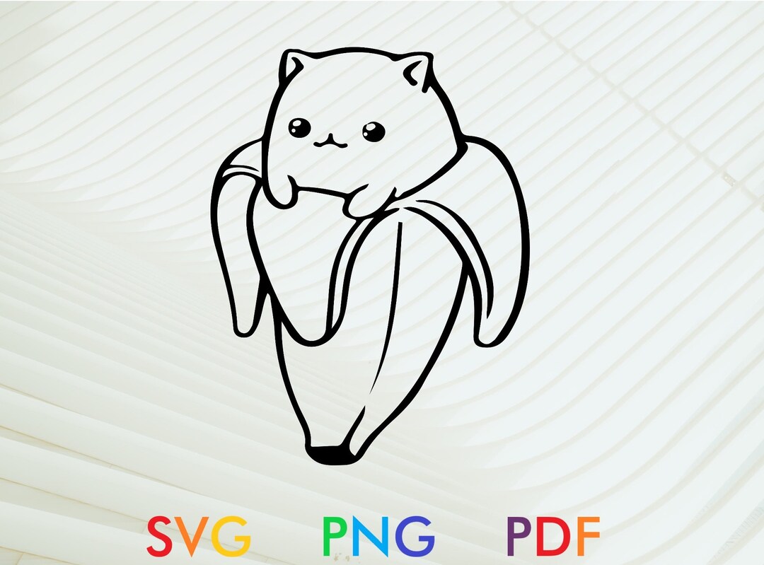Banana Cat Svg, Banana Cat Png, Funny Cat Svg, Funny Cat Png, Kawaii