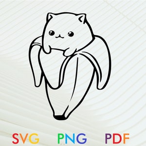 Banane Katze svg, Banane Katze png, lustige Katze svg, lustige Katze png, Kawaii Katze svg, Kawaii png