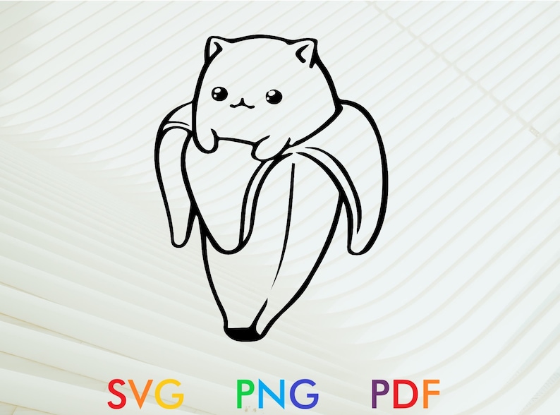 Banana Cat Svg, Banana Cat Png, Funny Cat Svg, Funny Cat Png, Kawaii
