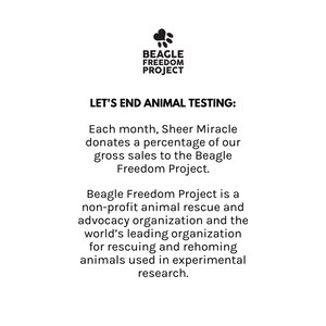 May include: Black and white logo for the Beagle Freedom Project, a non-profit animal rescue and advocacy organization. The logo features a paw print inside a cloud. The text "LET'S END ANIMAL TESTING" is written in black text below the logo. The text below the logo explains that the organization rescues and rehomes animals used in experimental research.