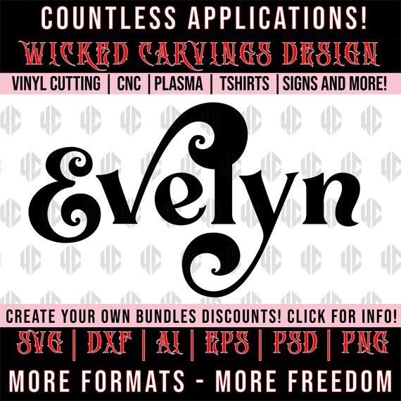 Evelyn Girl Baby Infant Name SVG Dxf Vector Diy Image Cut File Etsy