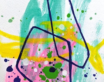 Original 9x12 abstract painting on Bristol paper Hand painted by Kathryn Denson.