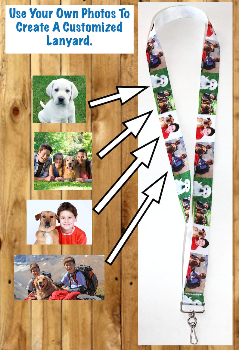 Custom Photograph Lanyard, Personalized, Any Occasion, Work, School, Key or Badge Holder, Birthday, Gift, Anniversary, Pets, Couples, Family image 1