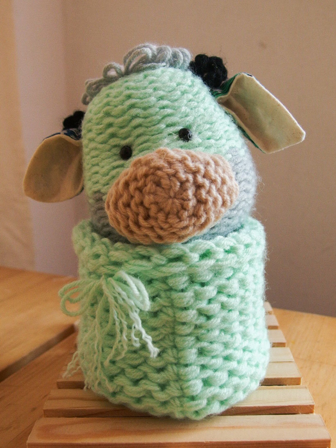 Loom Knit Ox Container. Yarn Toy. Etsy