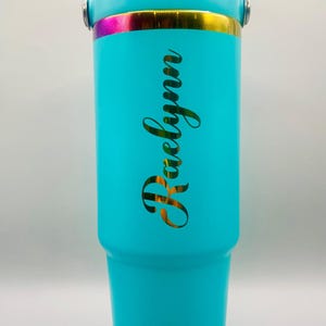 Personalized 30oz Tumbler: Custom Engraved Travel Mug with Handle