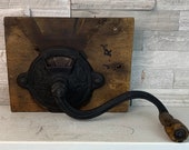 Antique Wall Mount Coffee Grinder-Vintage Coffee Mill-MCM Wall Mount Coffee Grinder-Wooden Coffee Grinder-Coffee Shop Decor