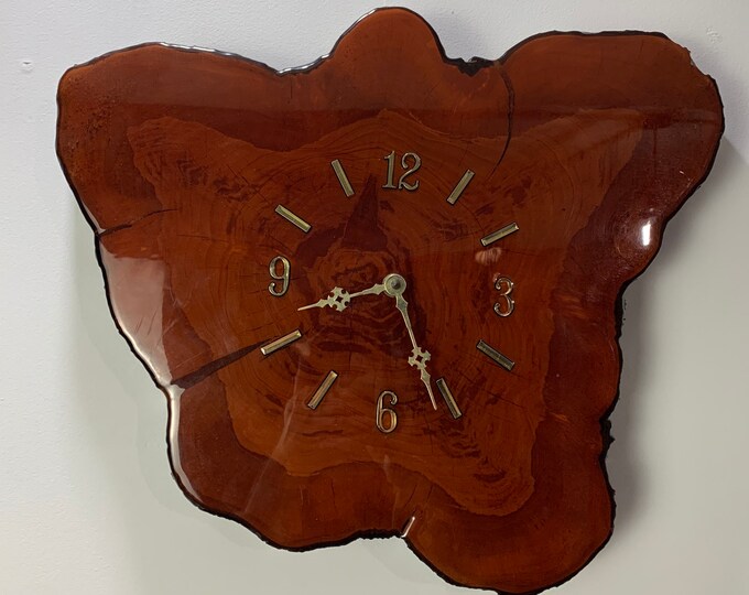 Vintage Cypress Clockvintage Live Edge Clockwood Wall Clockmid