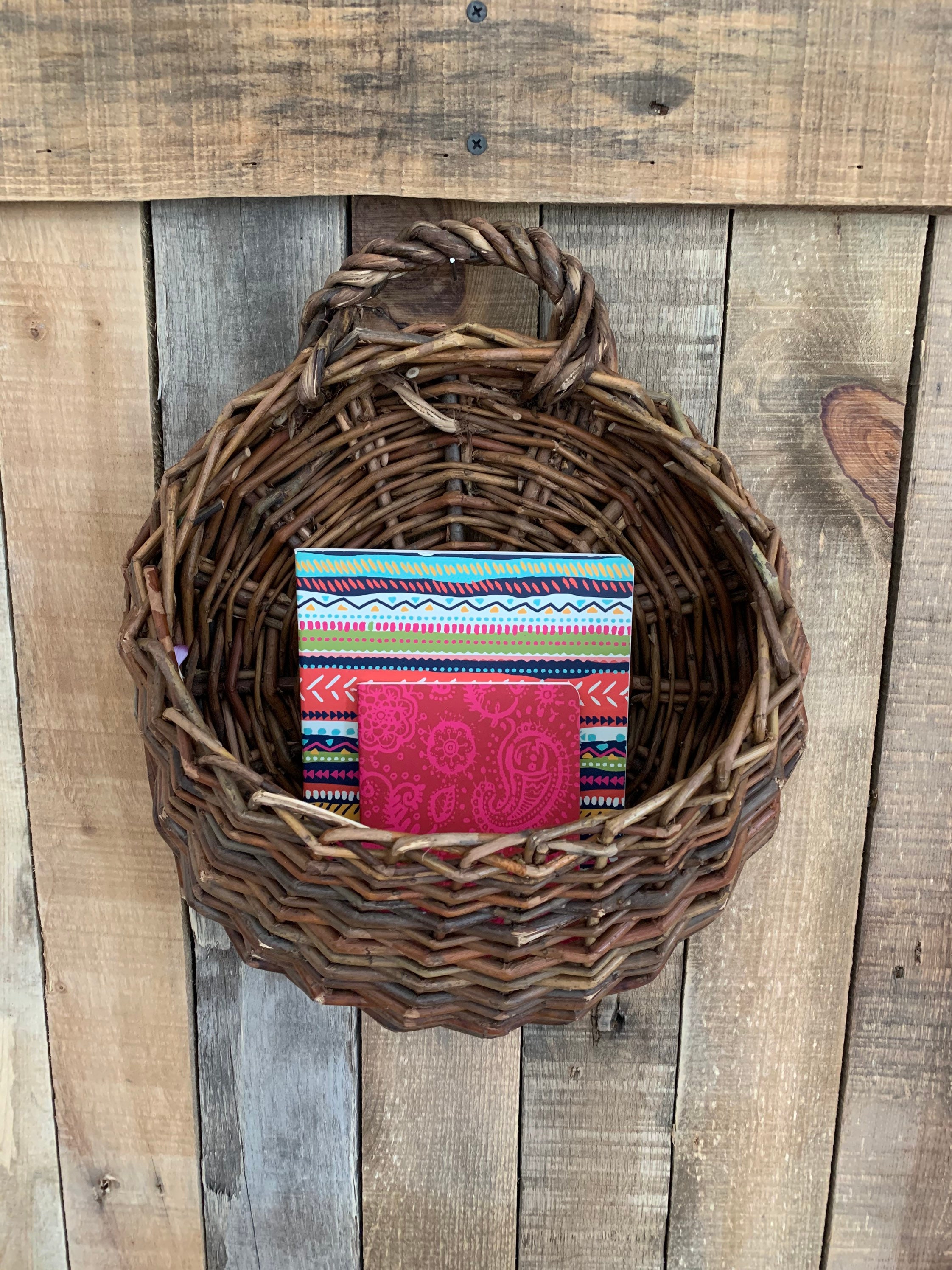 Vintage Wicker Wall BasketBoho Wicker Wall Planter Etsy