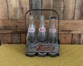 Vintage Pepsi Cola 1940s Metal Bottle Carrier- 6 pack- Double Dot Original-Bottle NOT Included-Mid Century Pepsi Bottle Holder-Vintage Bar
