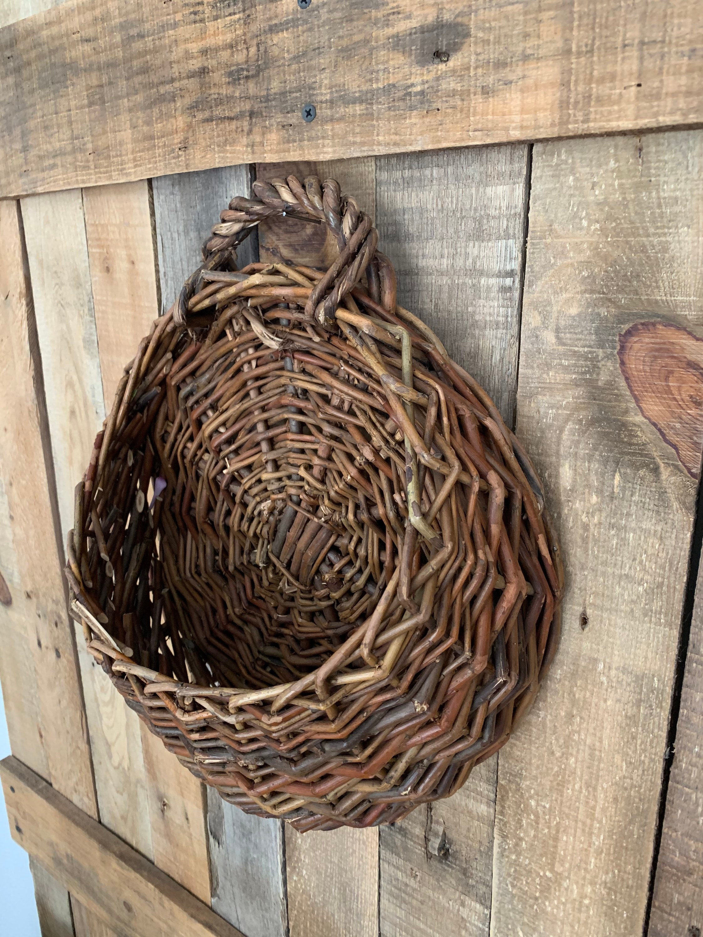 Vintage Wicker Wall BasketBoho Wicker Wall Planter Etsy