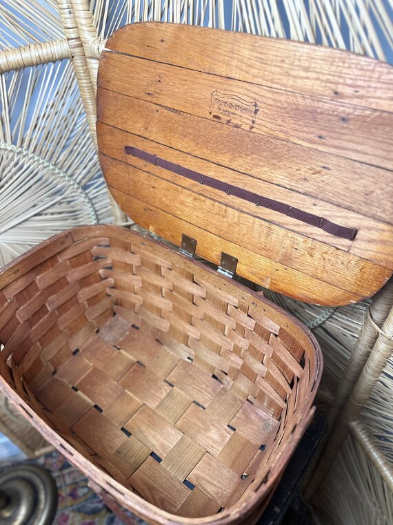 Vintage Wov-N-Wood by Jerywil Picnic Basket Set-R… - image 5