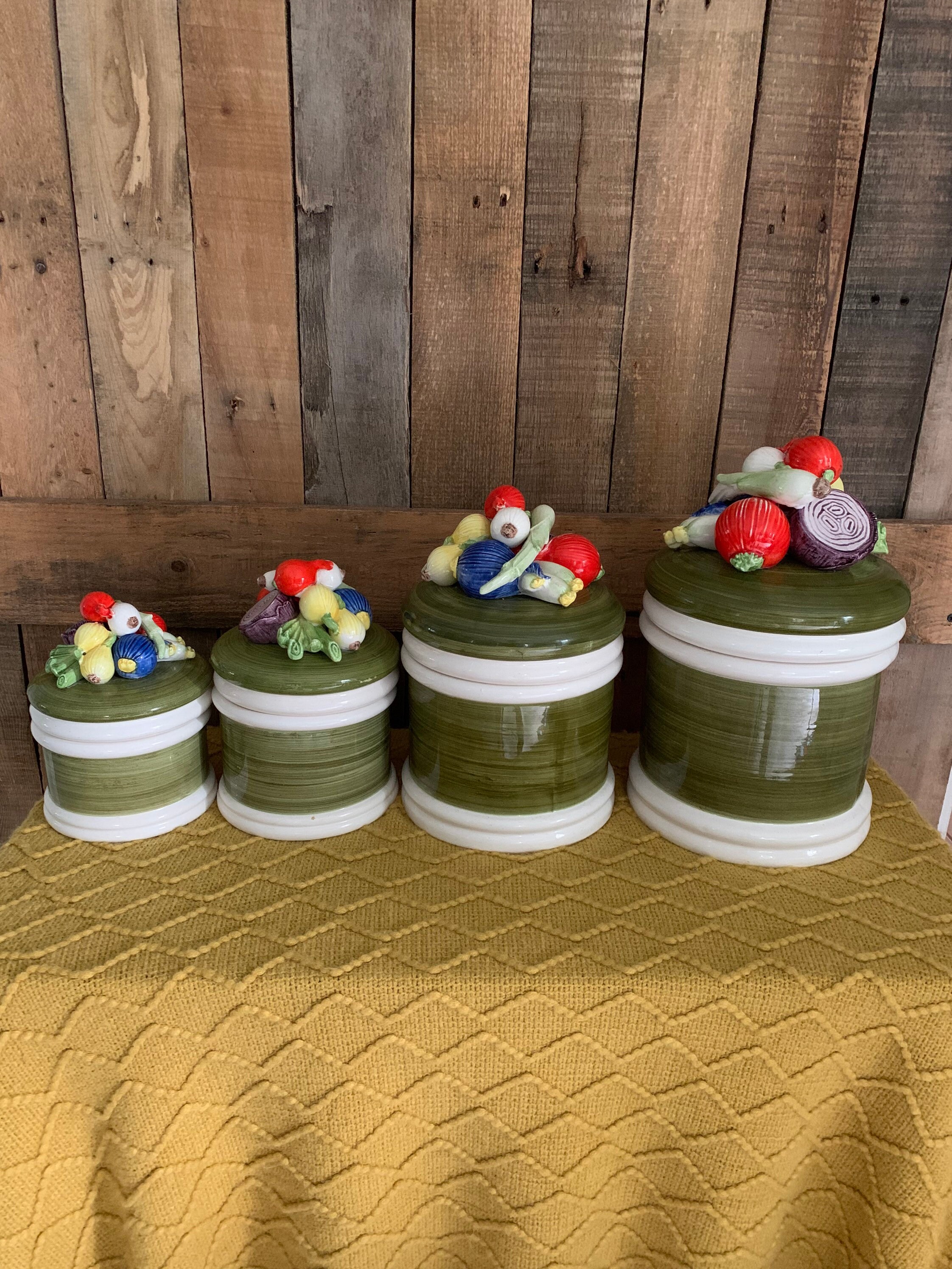 Vintage Ceramic Canister Set of 4 Garden Harvest3D Vegetable Etsy