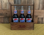 Vintage Pepsi Cola Wood Bottle Carrier- 3 Bottle Holder-Bottles NOT Included-Mid Century Pepsi-Cola-Bar Decor-Restaurant Decor
