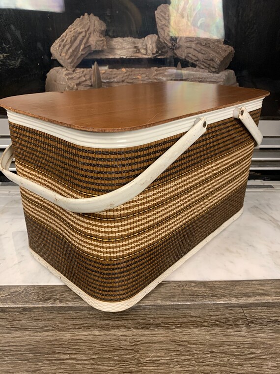 Vintage 1950s Redmon Picnic Basketredmon Basketwood Topboho Etsy