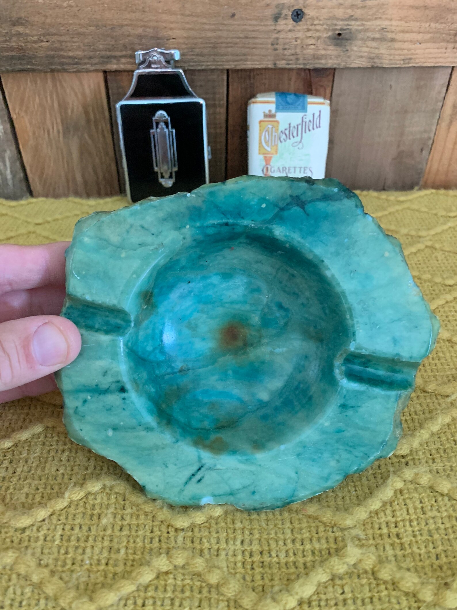 Vintage Turquoise Alabaster AshtrayMid Century Genuine Etsy