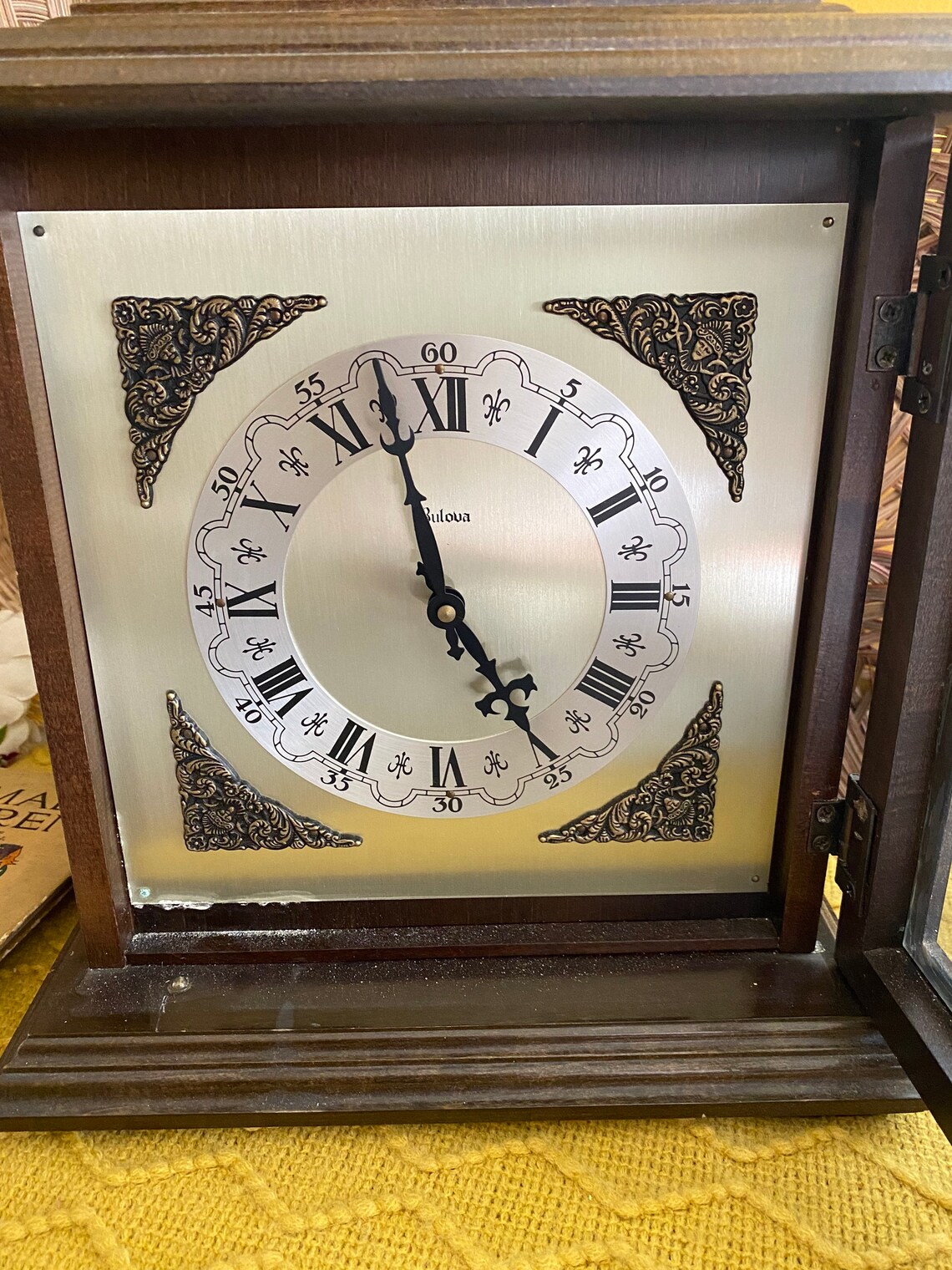 Vintage Bulova Wooden Chiming Mantel ClockAntique Bulova Desk Etsy