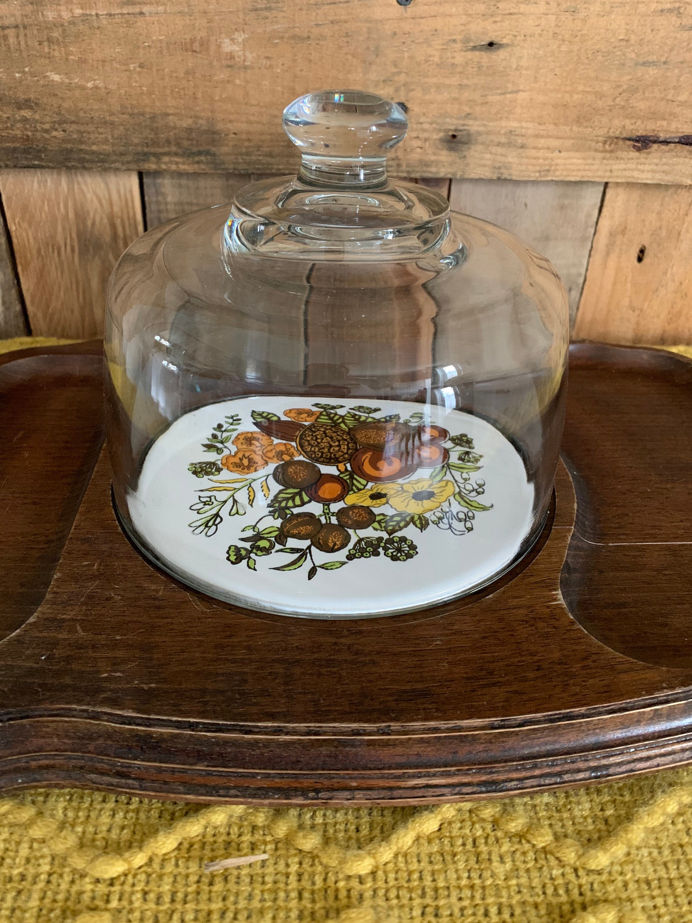 Vintage 1970s Cheese DomeVintage Wood and Glass Cheese Etsy