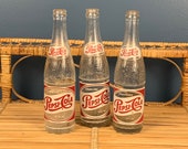 Vintage 1950s Sparkling Pepsi-Cola Bottles - Set of 3 - Vintage Pepsi Bottles - Pepsi-Cola Company New York, NY