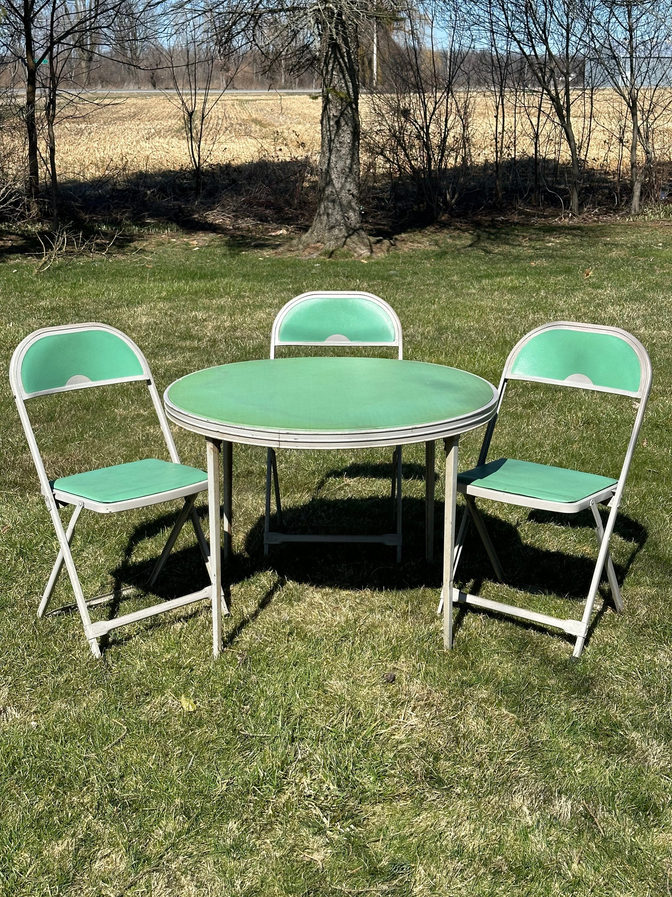 Rare Vintage Hampden Specialty Products Card Table & 3 Rare Vintage Hampden Specialty Products Card Table & 3