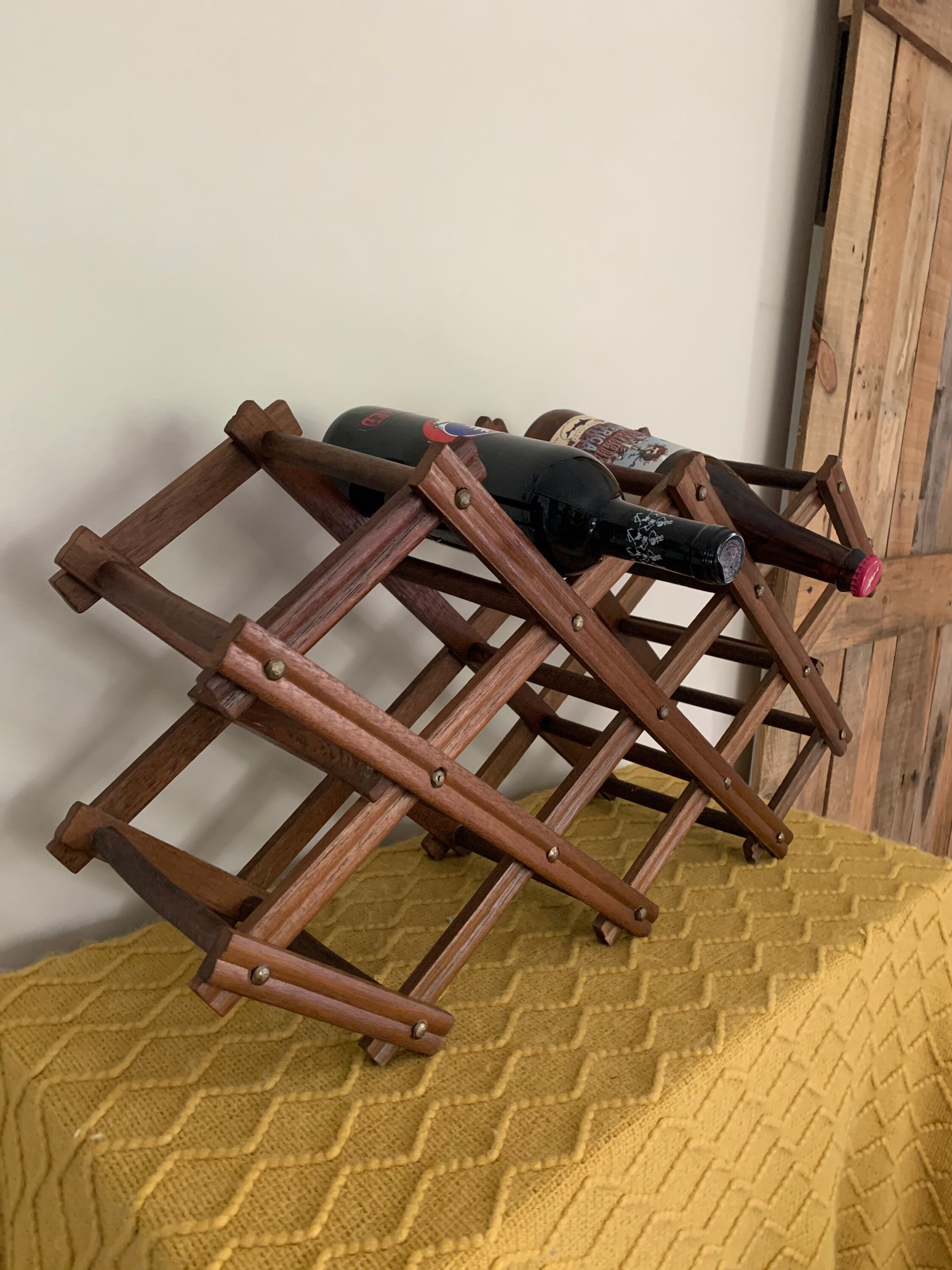 Vintage Large Wood Accordion Wine RackCollapsible Wine Etsy