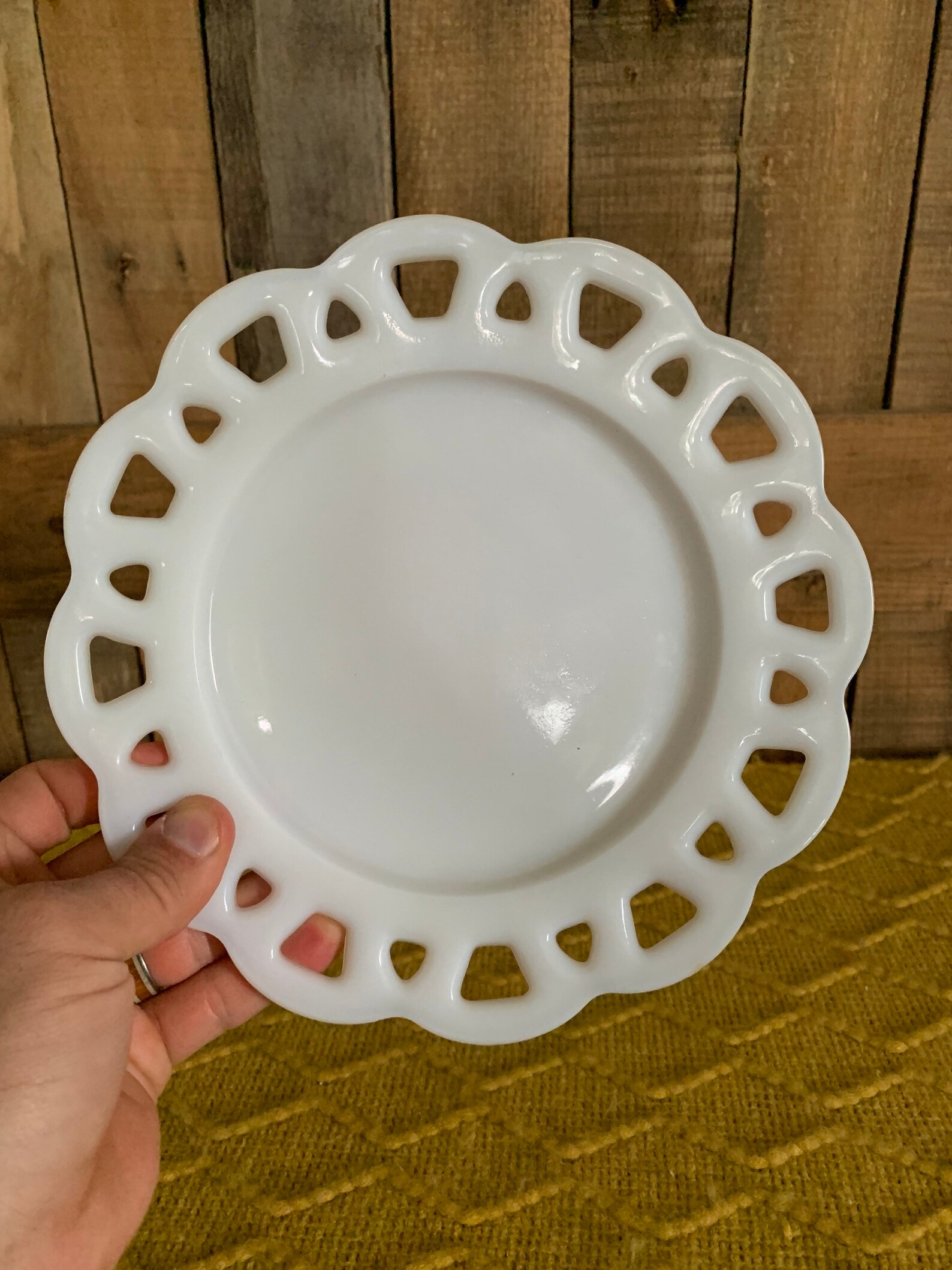 Vintage 8 1/2 White Lace Milk Glass PlateHazel Atlas Lunch Etsy