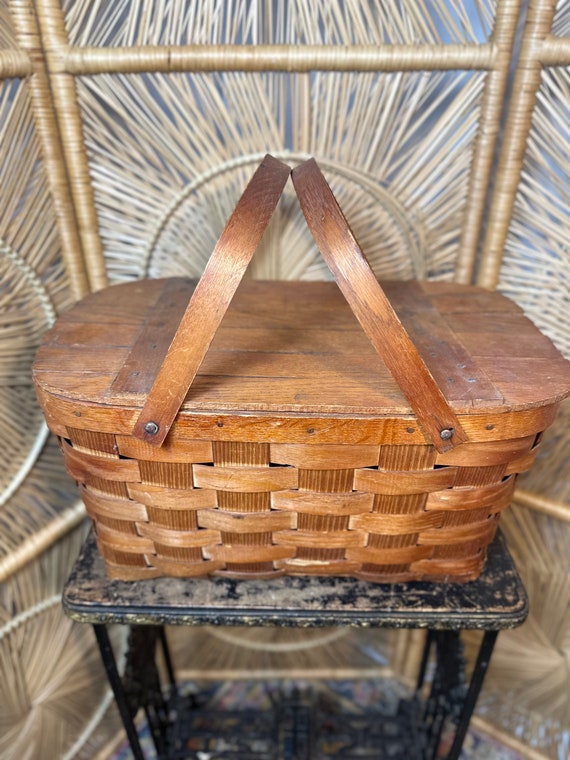 Vintage Wov-N-Wood by Jerywil Picnic Basket Set-R… - image 3