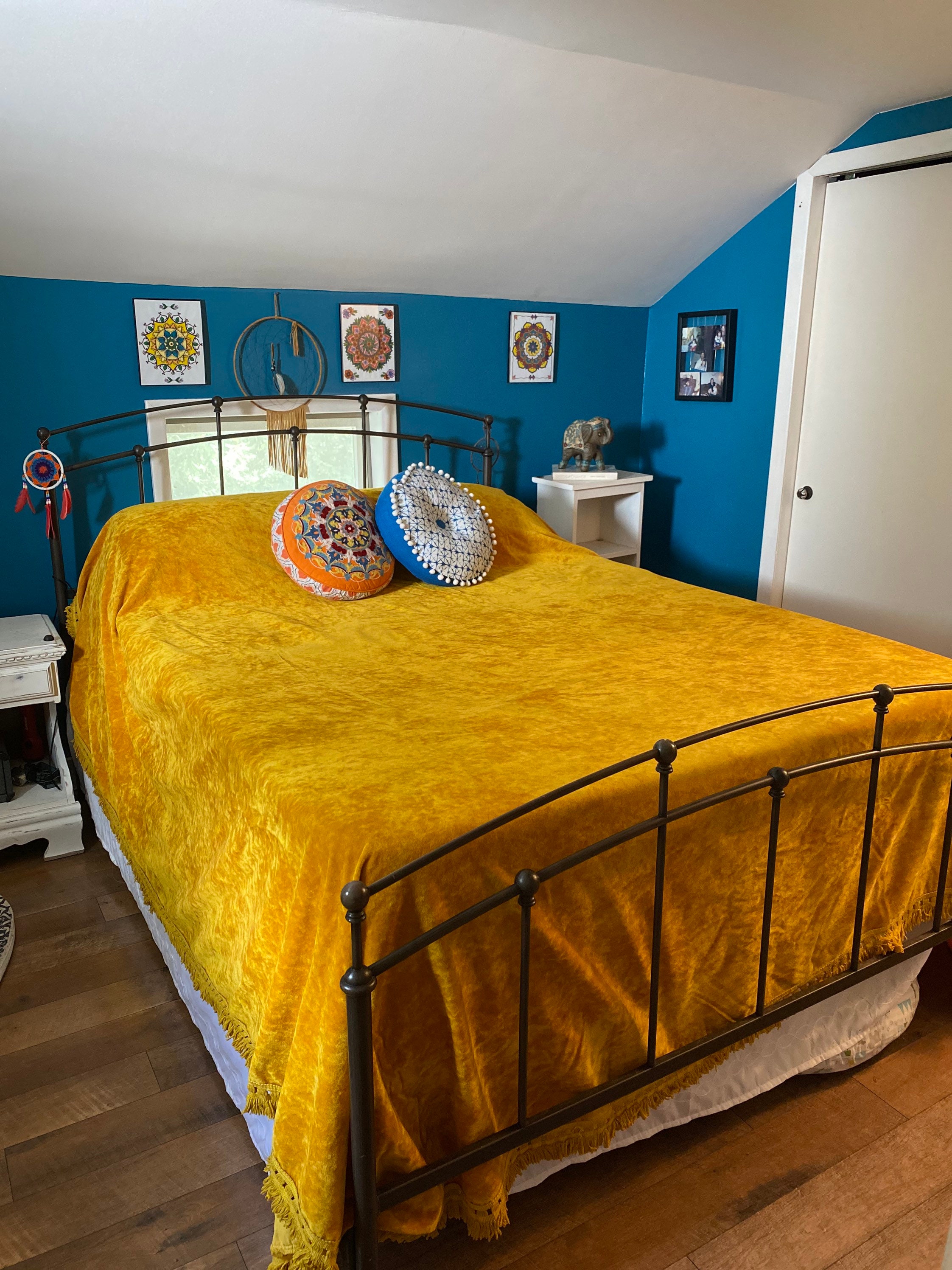 Vintage MCM Velvet Mustard Comforter Throw Blanket Quilt Etsy