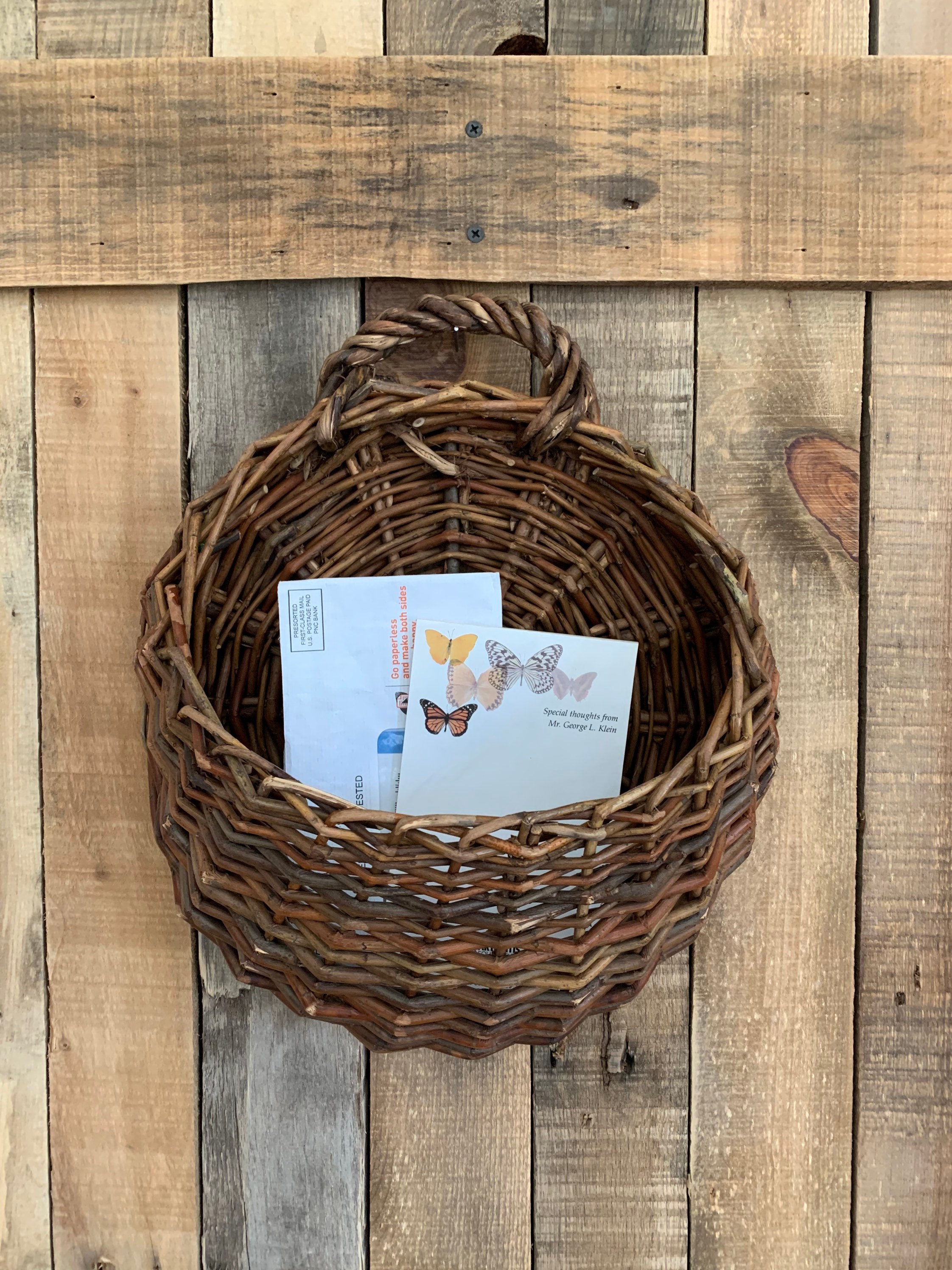 Vintage Wicker Wall BasketBoho Wicker Wall Planter Etsy