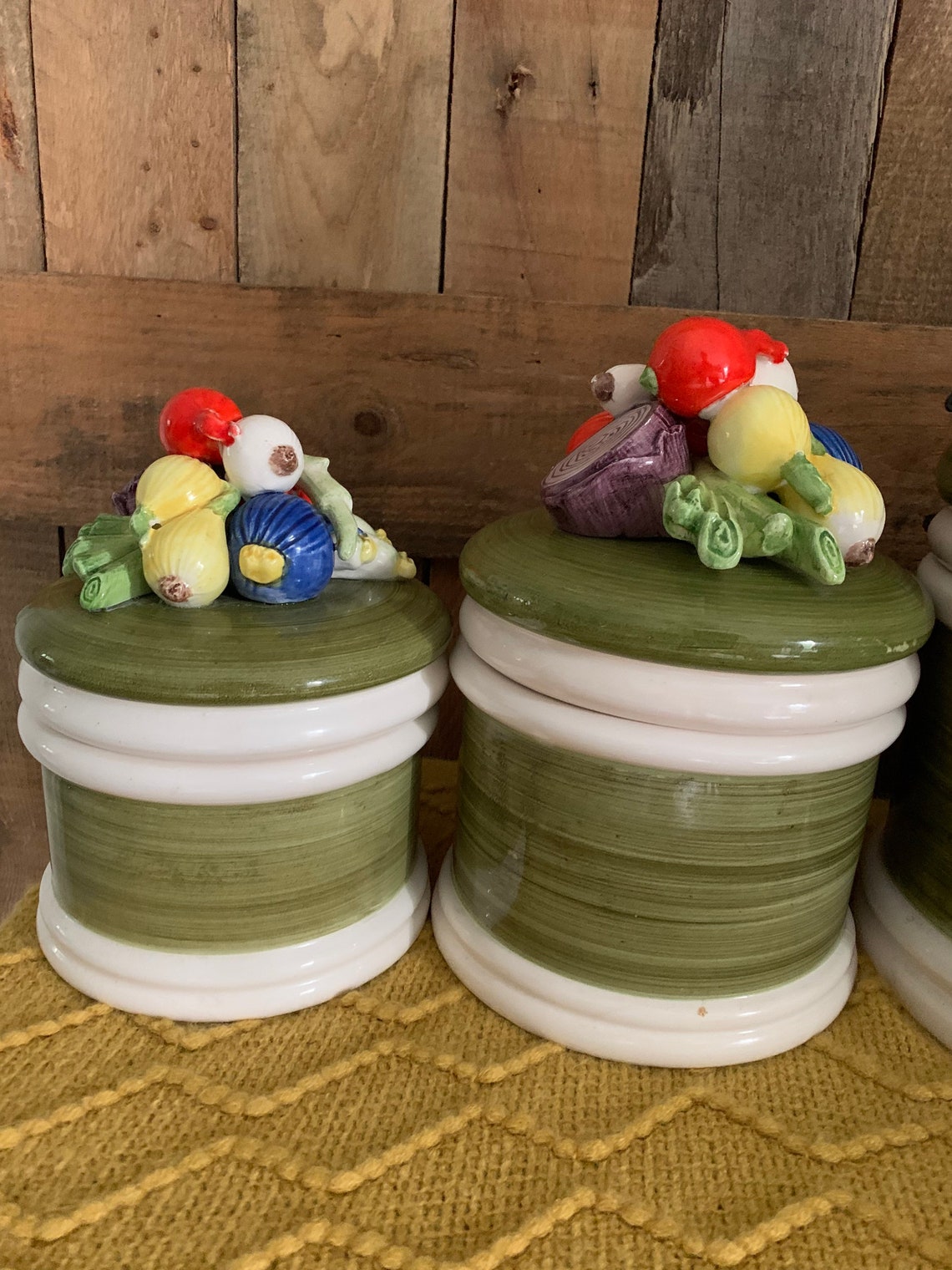 Vintage Ceramic Canister Set of 4 Garden Harvest3D Vegetable Etsy