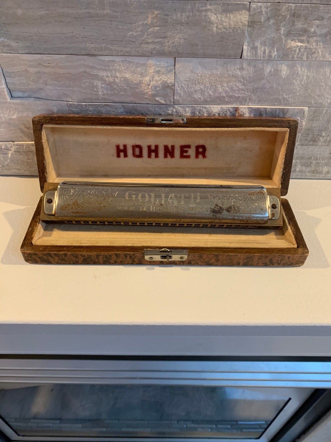 Antique Harmonica1876 Hohner Goliath Accordion Harmonicaantique Hohner Accordionmade in