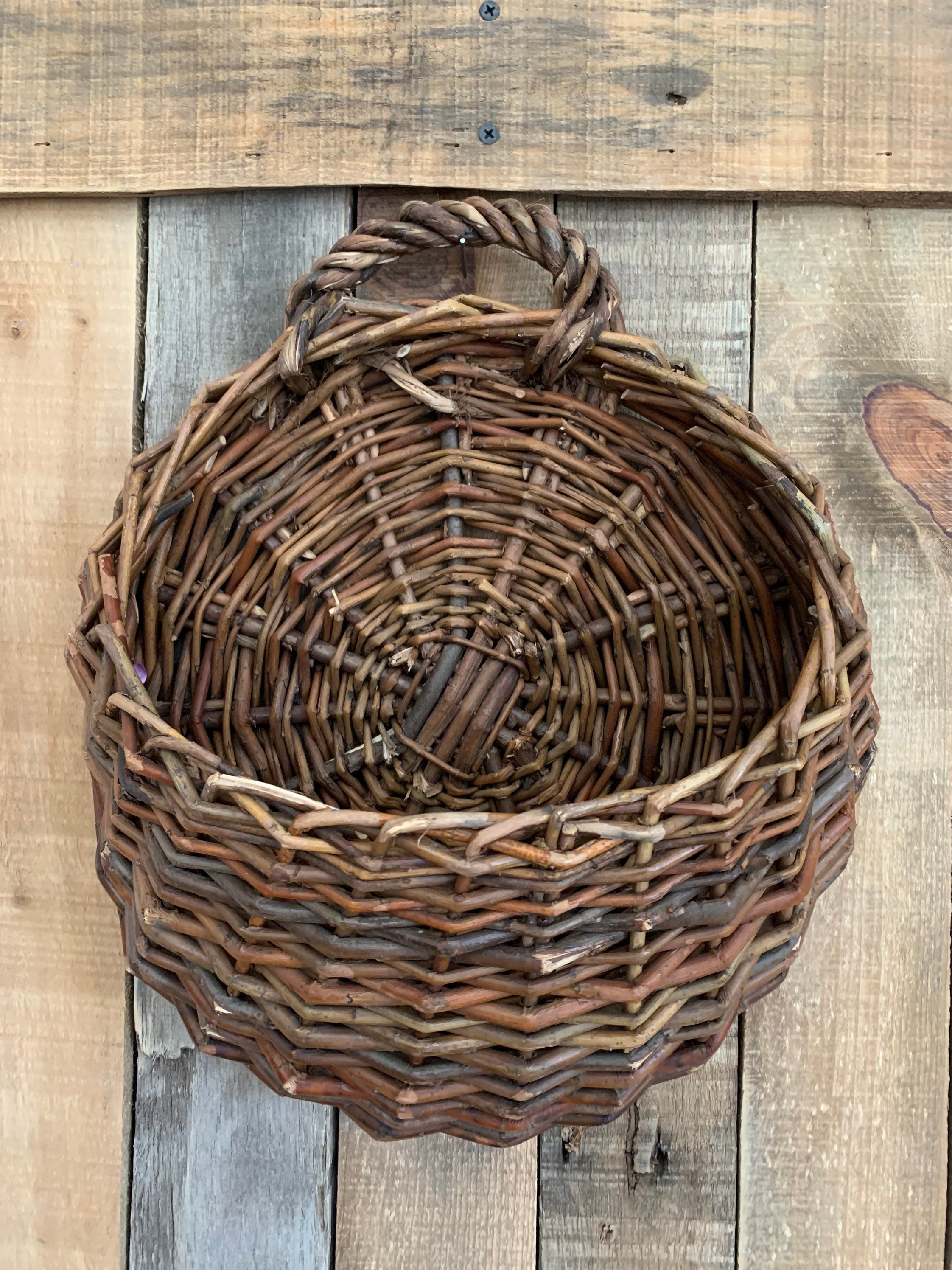 Vintage Wicker Wall BasketBoho Wicker Wall Planter Etsy