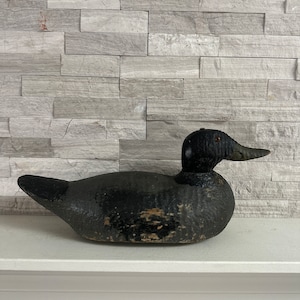 Antique Duck Decoy with Lead Weight-Wooden Duck Decoy-Primitive-Hand Carved-Man Cave-Lodge-Hunting-Original Folk Art