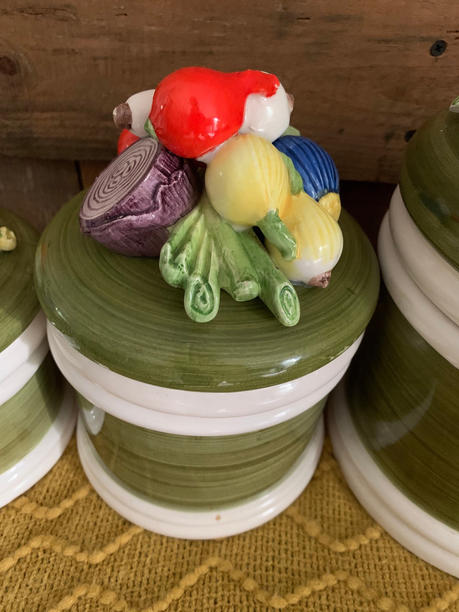 Vintage Ceramic Canister Set of 4 Garden Harvest3D Vegetable Etsy
