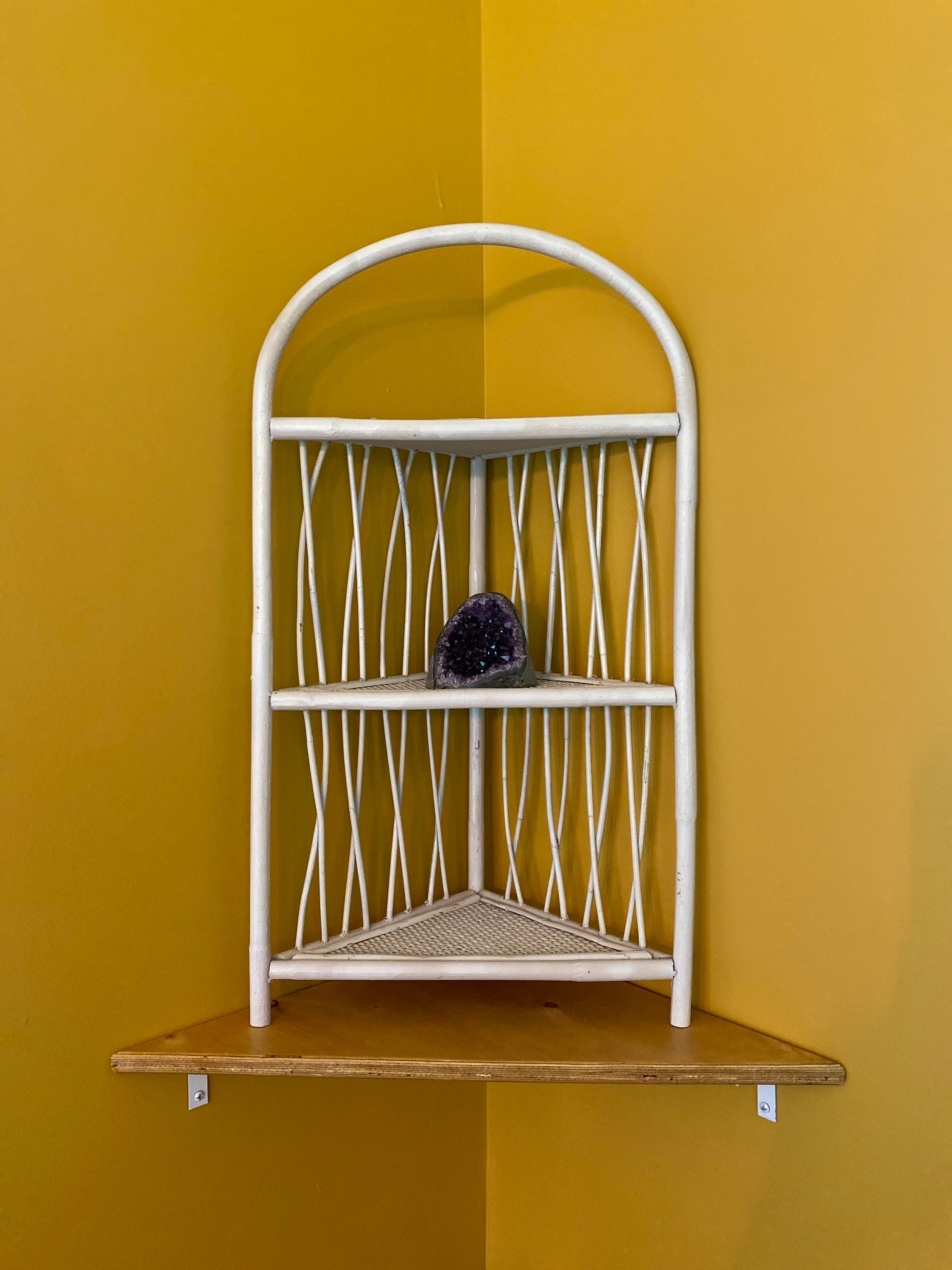 Vintage Wicker Rattan Corner ShelfMid Century Corner Etsy