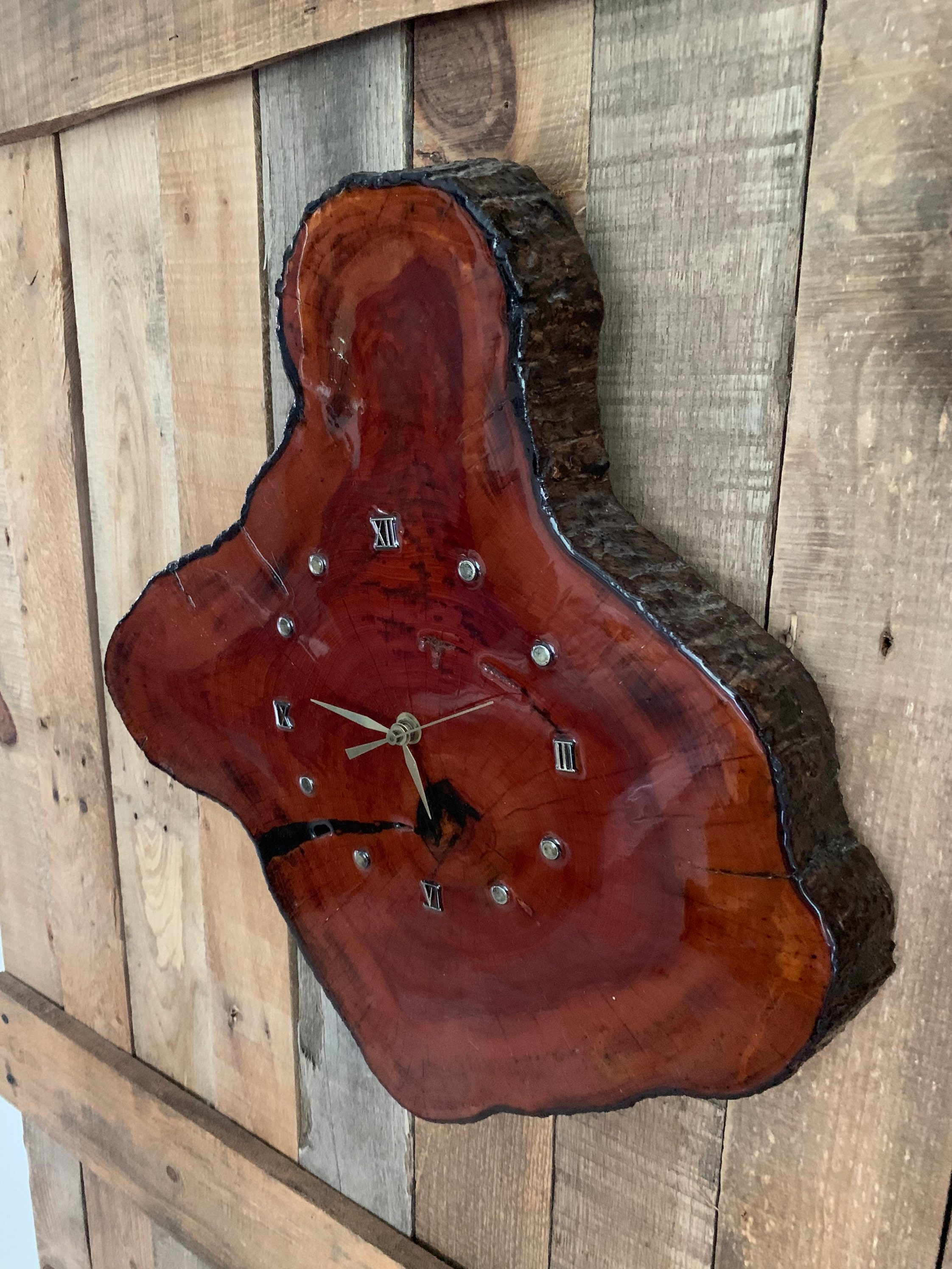 Vintage 16x16 Cypress ClockLive Edge ClockWood Wall Etsy 日本