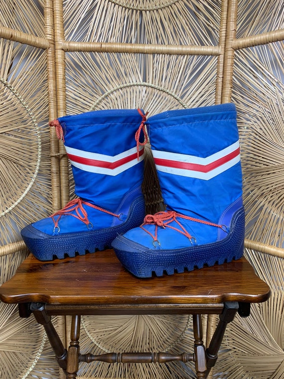 Vintage 70s-80s Moon Boots-blue Red 
