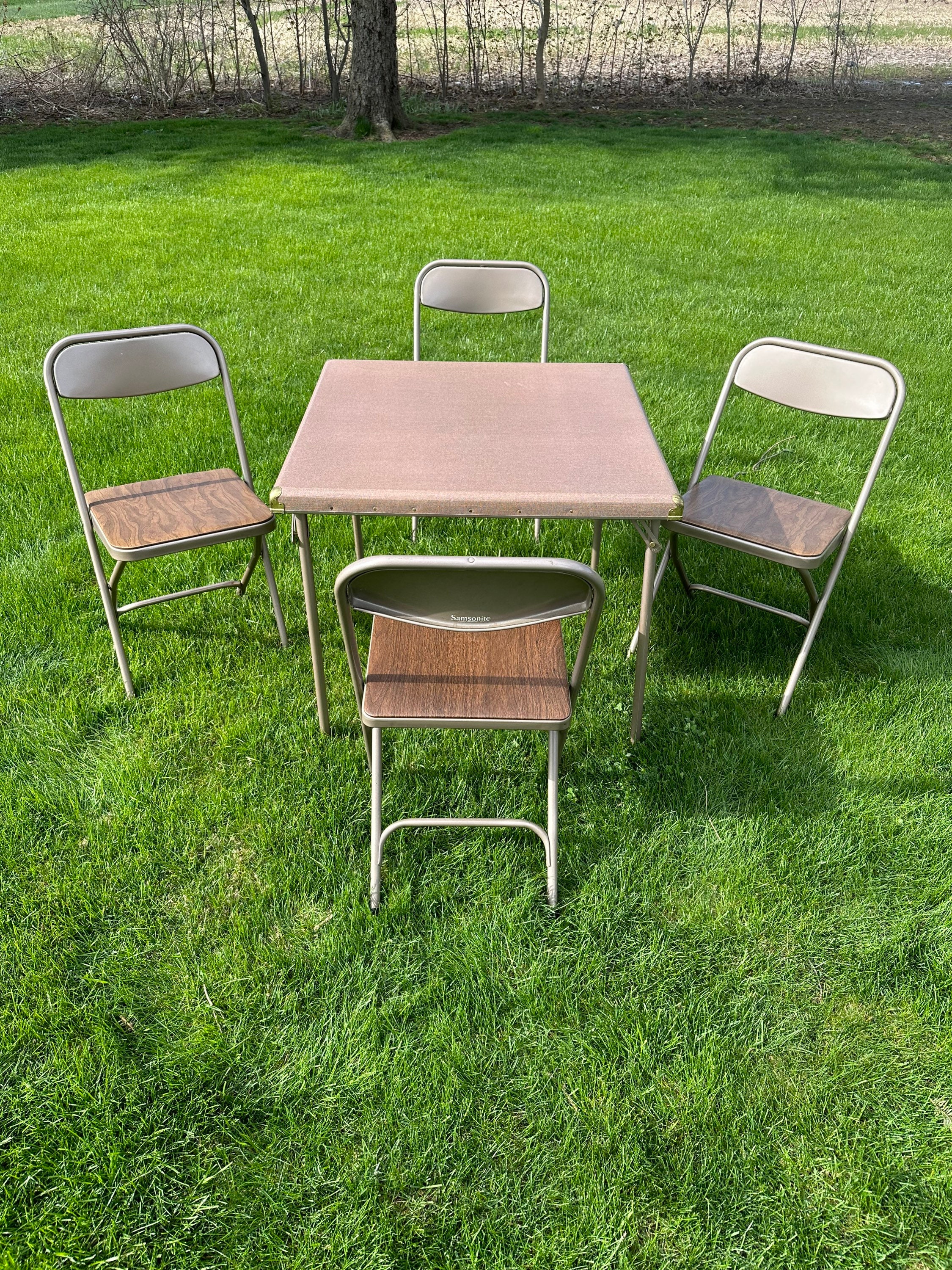 Vintage Samsonite Card Table & Folding Chair Set, MCM Retro Dining