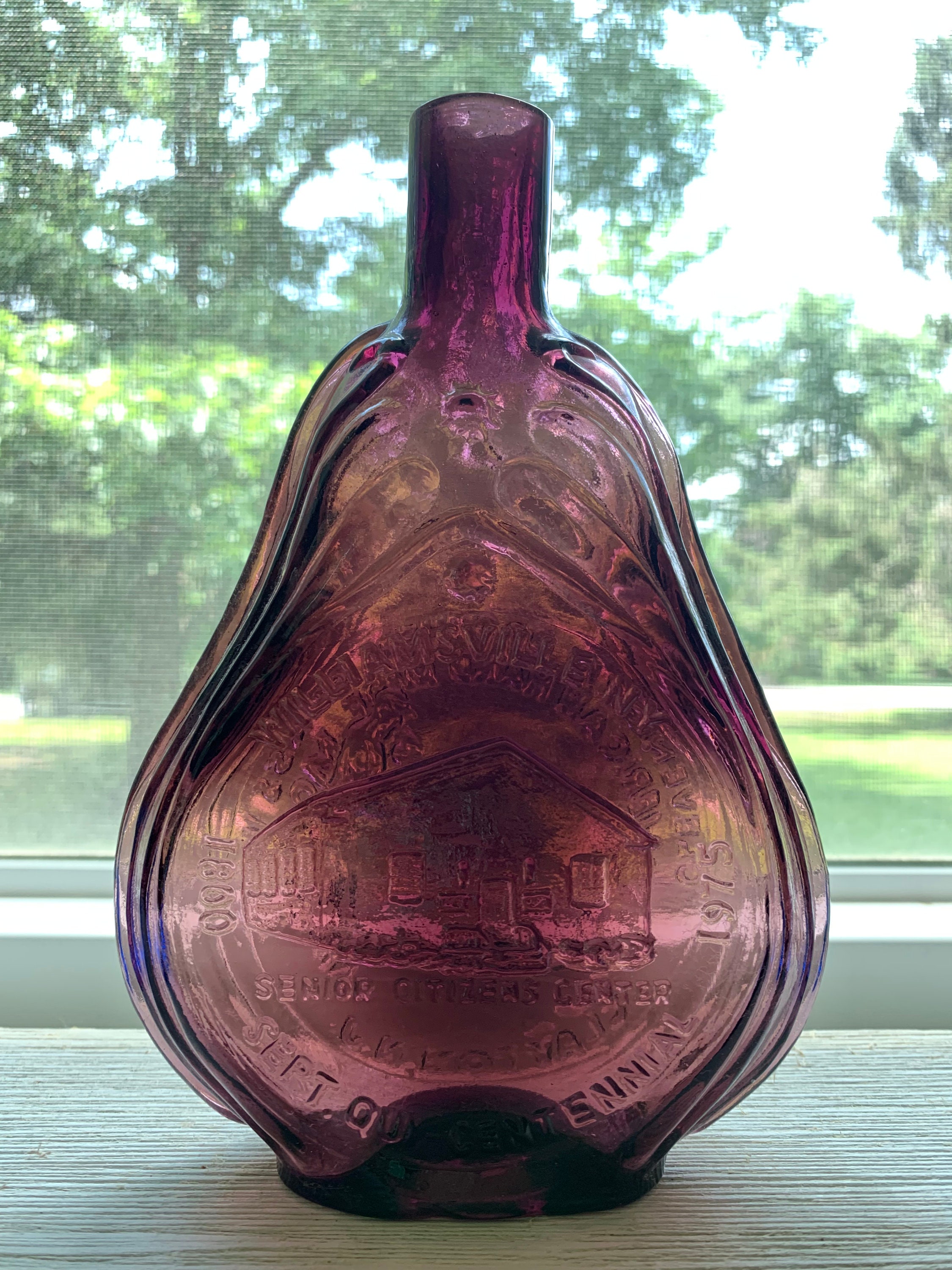 Vintage purple glass bottleflaskClevenger Etsy