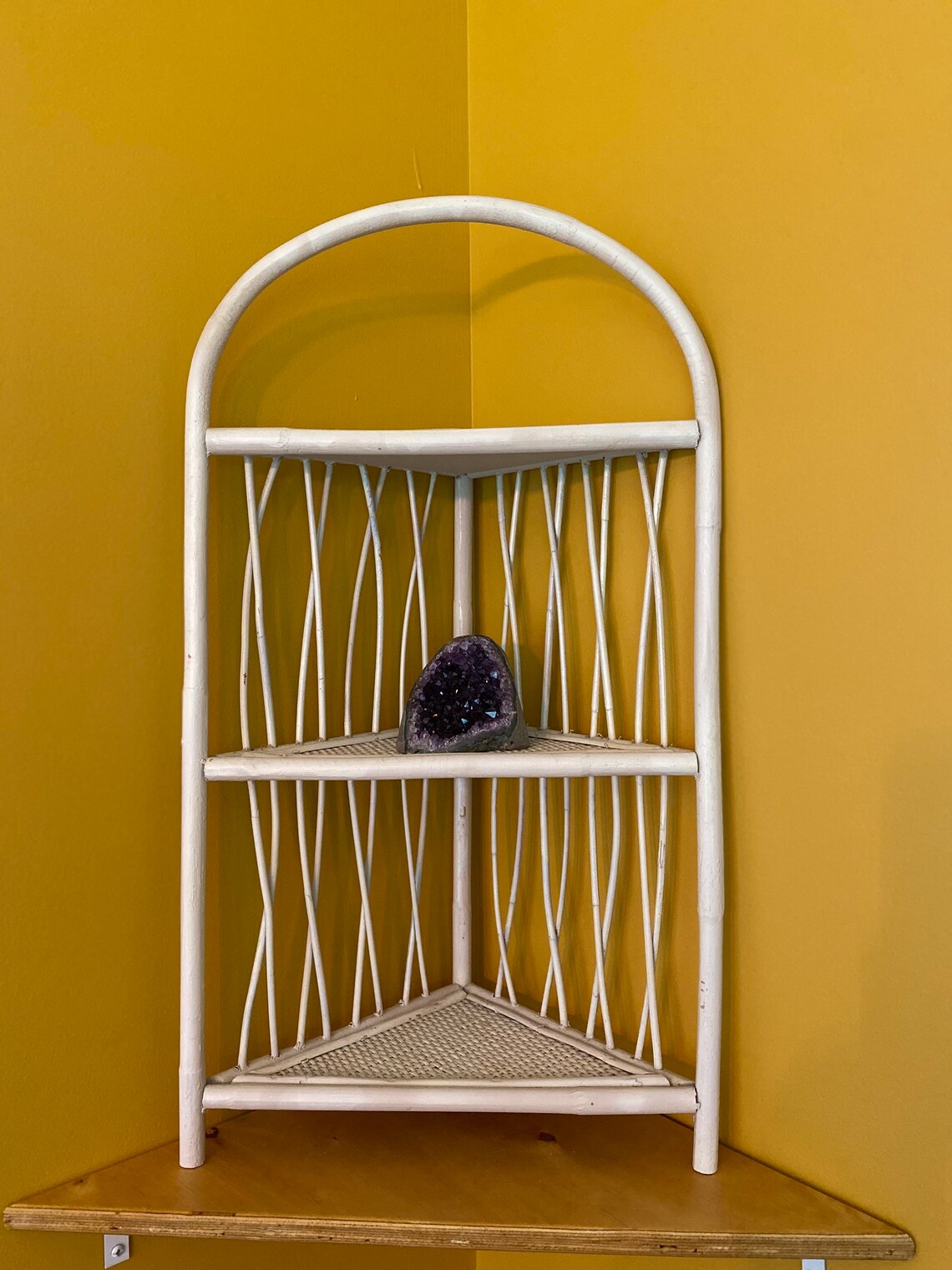 Vintage Wicker Rattan Corner ShelfMid Century Corner Etsy