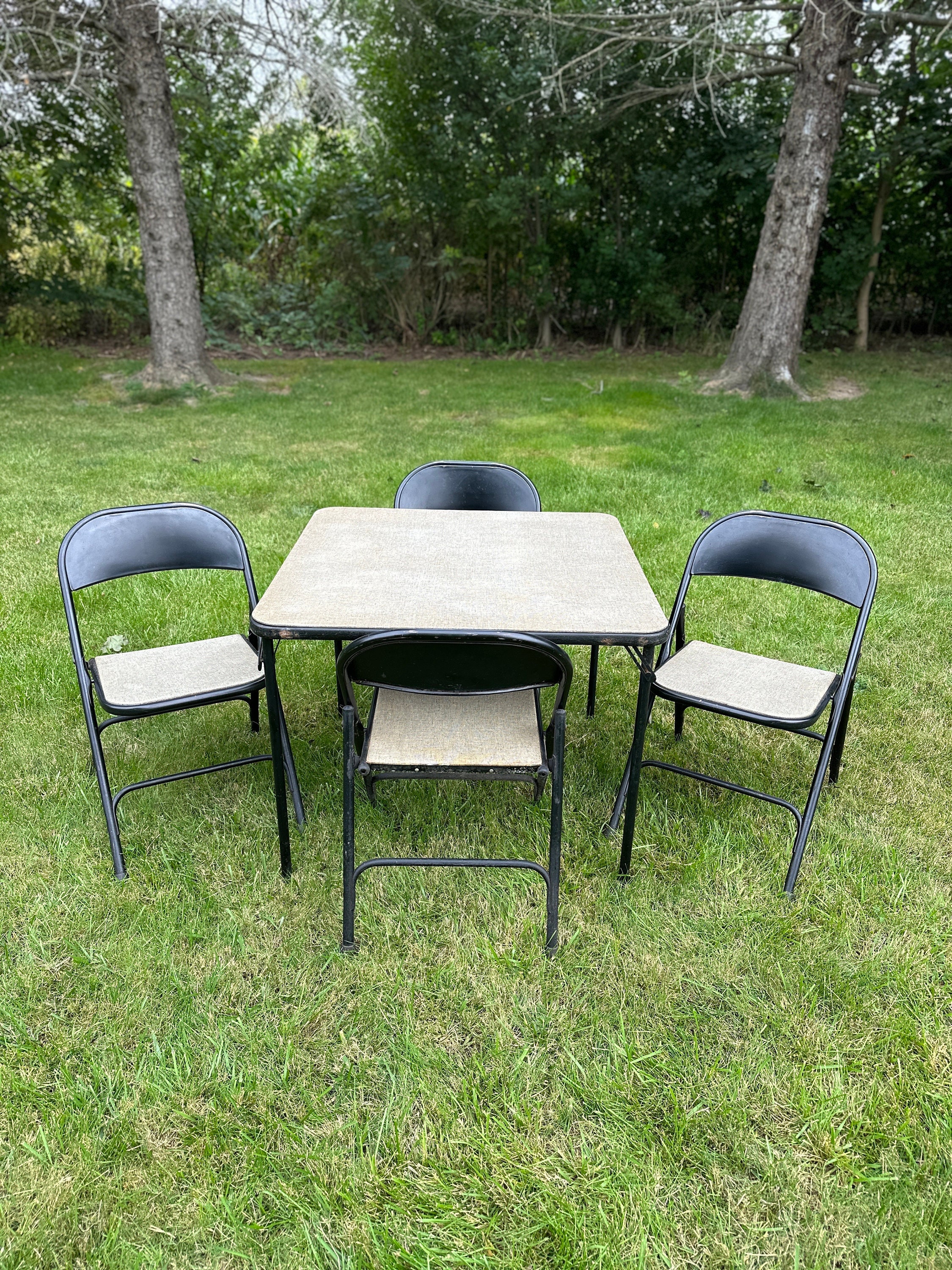 Full Set of Vintage King Card Tables and Chairs mcm Folding Card